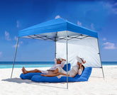 ABCCANOPY toldo 8x8 vista frontal que muestra la sombra amplia y color azul royal