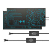 AC Infinity vista frontal del kit con dos alfombrillas y controlador, ideal para germinación rápida