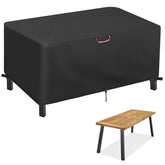 Agustone vista frontal de la funda protegiendo mesa exterior, mayor durabilidad