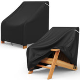 AKEfit funda frontal colocada en silla Adirondack protegiendo del clima