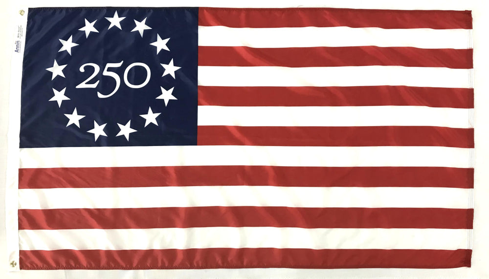 Annin Flagmakers bandera frontal 250 aniversario mostrando diseño y colores duraderos