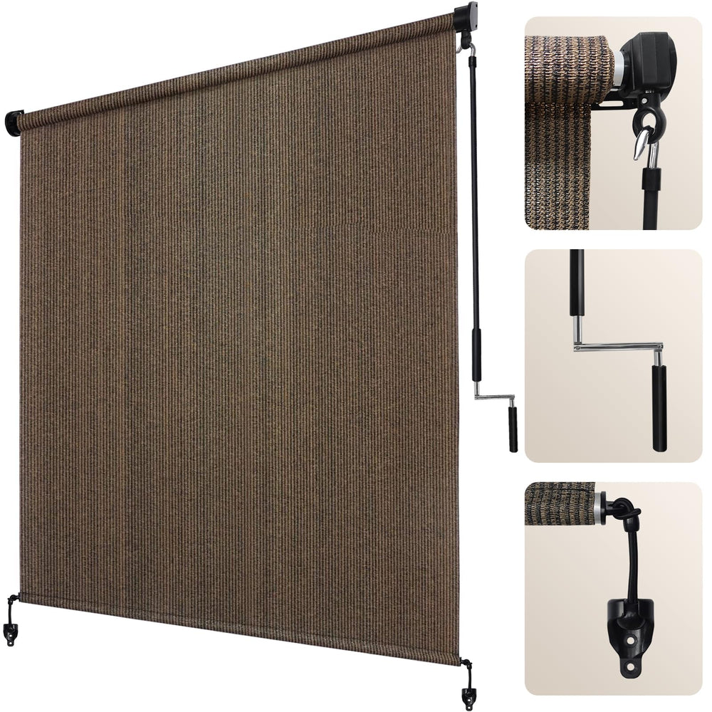 Artpuch cortina frontal mocha mostrando privacidad y sombra