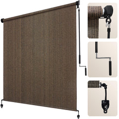 Artpuch cortina frontal mocha mostrando privacidad y sombra