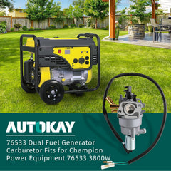 AUTOKAY primer plano del detalle mecánico del carburador para inspección y ajuste