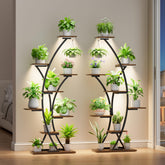 BACEKOLL vista frontal del soporte para plantas mostrando 8 niveles y estilo curvado