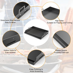 Barbqtime asa desmontable en mano para mover la plancha con seguridad