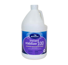 BioGuard envase frontal mostrando etiqueta y aplicación fácil para ahorro de cloro