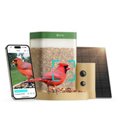 Birdfy comedero frontal mostrando diseño compacto y fácil instalación