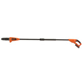 BLACK+DECKER vista frontal de la pértiga, control ergonómico y alcance seguro