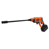 BLACK+DECKER vista frontal de la hidrolavadora portátil mostrando diseño compacto y agarre cómodo