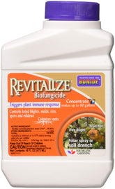 Bonide Revitalize vista frontal del envase mostrando etiqueta y concentración, solución orgánica