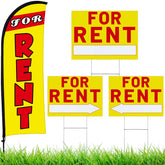 Buryeah bandera frontal mostrando texto For Rent y alta visibilidad