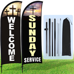 Buryeah bandera frontal con diseño Welcome mostrando visibilidad a distancia