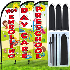 Buryeah bandera frontal con texto Now Enrolling, mayor visibilidad para inscripciones