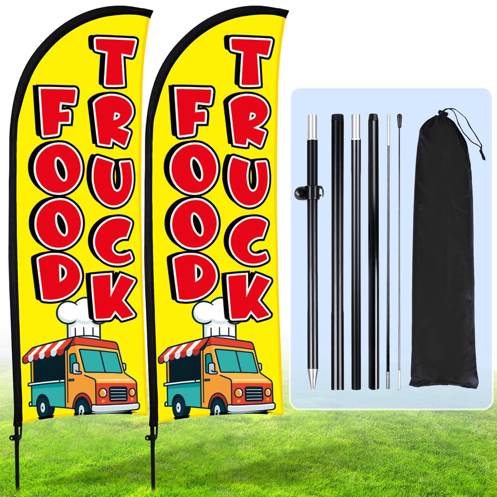 Buryeah vista frontal de pack de banderas que atrae clientes