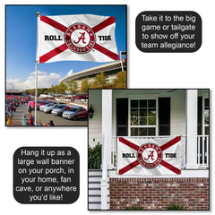 College Flags & Banners Co. bandera ondeando en exterior, resistente y visible