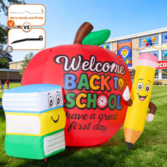 COMIN inflable colocado en entrada escolar creando ambiente festivo