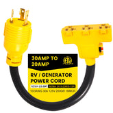 CORDMITPRO vista frontal del adaptador 30A a 110V con protección integrada