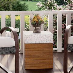 COSIEST mesa en patio con plantas, útil para exteriores y decoración