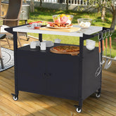 COZEER vista frontal de la mesa parrilla, organización y robustez