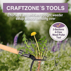 CRAFTZONE primer plano de la cabeza de acero con cuatro garras que asegura extracción profunda
