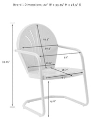 Crosley Furniture detalle de la base cantiléver que aporta ligera flexión y confort