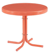 Crosley Furniture mesa frontal coral mostrando diseño retro y estabilidad