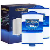 Cryspool filtro frontal mostrando forma cilíndrica y fácil instalación