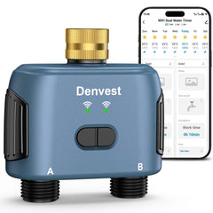 Denvest vista frontal del temporizador muestra controles y diseño robusto