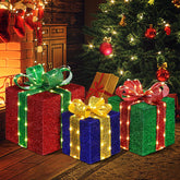 DomKom caja regalo frontal iluminada mostrando brillo cálido