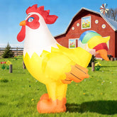 DomKom gallo inflable frontal en jardín con impacto visual