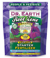 Dr. Earth paquete frontal mostrando el etiquetado y beneficios orgánicos