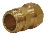 Dramm conector giratorio frontal mostrando latón sólido y durabilidad
