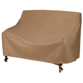 Duck Covers vista frontal de la funda para loveseat protegiendo el mobiliario