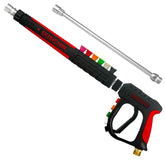 DUSICHIN pistola frontal mostrando diseño ergonómico y control