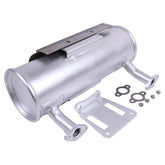DVPARTS silenciador frontal mostrando ajuste y acabado para reemplazo rápido
