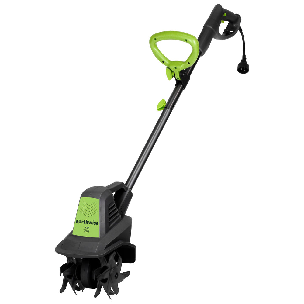 Earthwise TC70025 vista frontal en jardín, motor compacto y maniobrabilidad