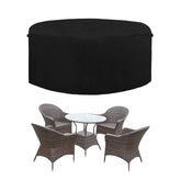 Easy-Going vista frontal de la funda redonda protegiendo mesa y sillas, protección inmediata
