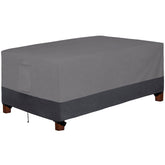 Easy-Going vista frontal de la funda protegiendo mesa exterior, protección total