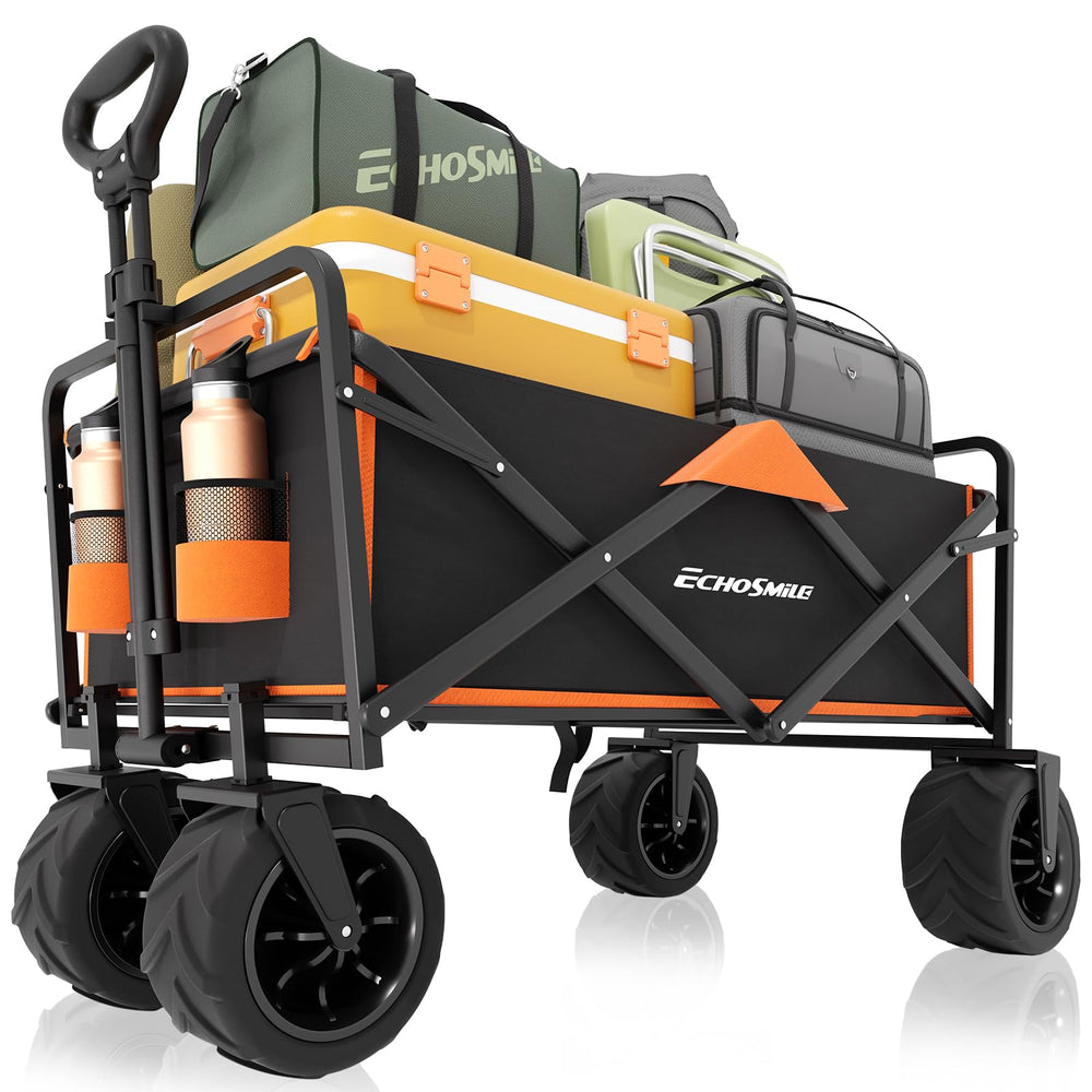 EchoSmile vista frontal del carro plegable con gran capacidad y estructura sólida