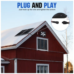 ECO-WORTHY ventilador instalado en techo demostrando montaje aéreo seguro