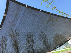 ECTY malla de sombra frontal empacado mostrando el material y tamaño, protección solar