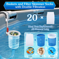 Enhon skimmer en uso conectado a bomba para eliminar hojas flotantes