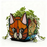 Entlityful maceta gato naranja vista frontal muestra diseño decorativo