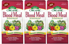 Espoma Blood Meal frente del empaque mostrando bolsa y etiqueta, beneficio nutricional claro