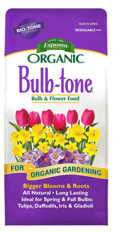 Espoma Bulb-Tone frente del paquete mostrando marca y uso