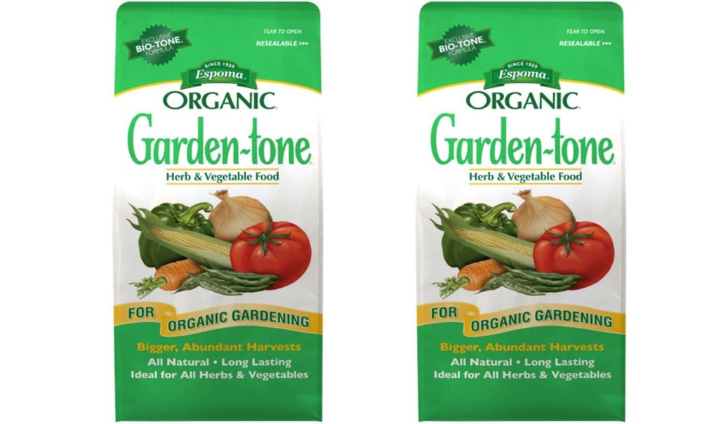 Espoma Garden-tone frente del paquete mostrando marca y peso, facilita compra informada
