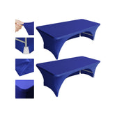 Eurmax vista frontal de la funda de mesa azul marino mostrando ajuste profesional