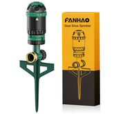 FANHAO aspersor vista frontal mostrando diseño resistente y distribución uniforme