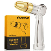 FANHAO boquilla metálica frontal mostrando diseño robusto y durabilidad